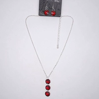 Рубиновое платиновое ожерелье и серьги, комплект, модный аксессуар, японские и корейские, в корейском стиле, простой и элегантный дизайн