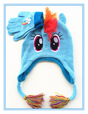 Комплект из двух частей 童帽 新款冬装小马公主双层保暖带耳搭造型帽子