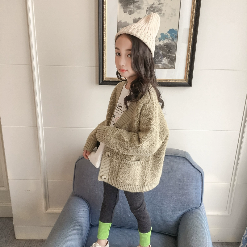 Áo len nữ mùa xuân và mùa thu 2019 trẻ em trung niên phong cách Hàn Quốc giản dị mùa thu trẻ em dệt kim mùa thu - Áo khoác