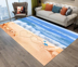 3d in màu xanh phòng khách bàn cà phê phong cách Địa Trung Hải thảm bãi biển vỏ cửa biển phòng tắm chống trượt mat Thảm