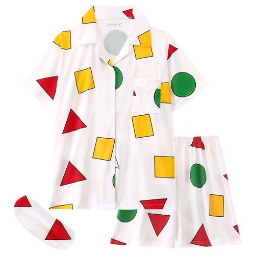 Мелки, летняя пижама, мультяшный тонкий хлопковый брендовый комплект, короткий рукав