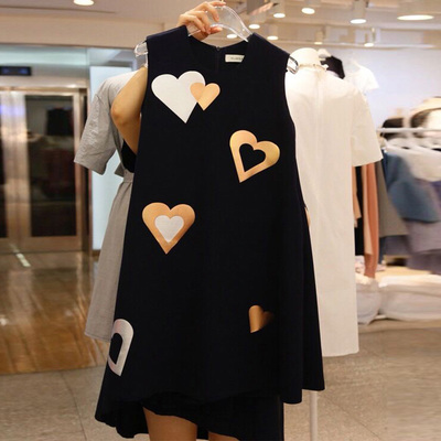 2018 mùa hè mới tình yêu in ấn Một phông chữ trong dài tay áo của phụ nữ thời trang giản dị Hồng Kông váy