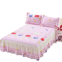 Bộ đồ giường trẻ em màu hồng cô gái màu hồng trải giường ngủ phủ giường đơn váy 1 m 1,2 m hoạt hình dễ thương - Váy Petti ga giường viền ren