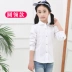 Cô gái áo trắng cotton dài tay trong bộ đồng phục học sinh lớn tiểu học xuân hè để trình diễn áo sơ mi trắng trẻ em - Áo sơ mi Áo sơ mi
