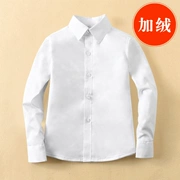 Áo sơ mi nam trắng cộng với nhung dài tay cotton mùa thu đông dày ấm áp trong bộ đồng phục học sinh lớn tiểu học áo trắng
