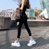 Hàn Quốc mua quần bó sát đích thực phần mỏng của phụ nữ mặc quần legging tám điểm mùa xuân và mùa hè cao eo chín quần - Quần tây thường