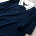 Mỹ phong cách đô thị đan đơn giản màu xanh và trắng màu sắc tương phản ve áo đan ngắn tay áo polo T076