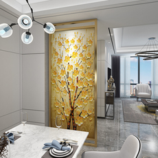 напольная ширма 现代北欧铝合金屏风隔断客厅玄关轻奢金属屏风办公室布艺定制隔断 Smayer