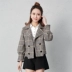 Áo khoác len nữ mùa thu đông 2018 phiên bản mới của Hàn Quốc mỏng manh khoe dáng cao kẻ sọc ngắn bằng len nhỏ chi