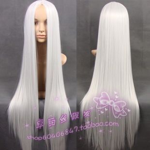 taobao agent Cosplay wig universal costumes in silver white/pure white 80/100cm long straight hair cos wig