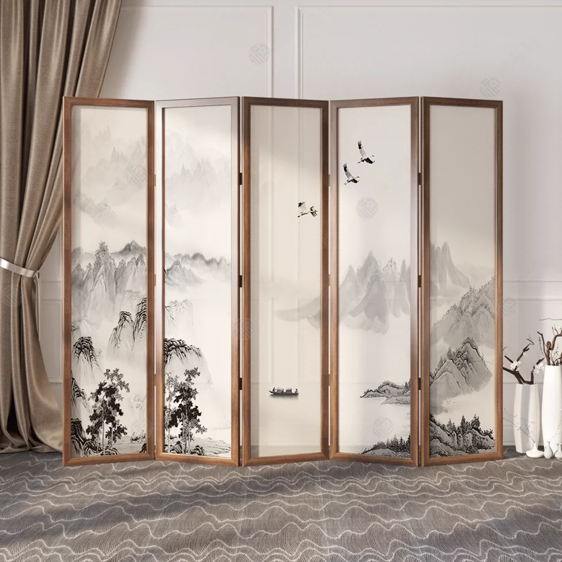 Tùy chỉnh 
            màn hình mới theo phong cách Trung Quốc phân vùng phòng khách gấp phòng ngủ di động che chắn nhà hiện đại màn hình gấp đơn giản văn phòng bằng gỗ nguyên khối vách ngăn phòng ngủ di dong 
