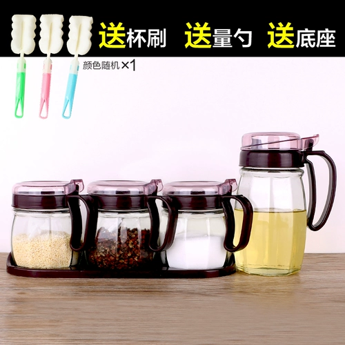 [家用调料盒厨房用品玻璃调味料瓶罐盐罐佐料罐糖罐油瓶壶组合套装]