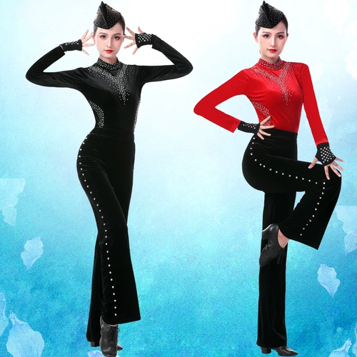 Guoguo Jiteba Dance Soirt New Style Set Dlyleaded Diamond Gold Velvet Square Costum