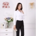 Mùa thu sản phẩm mới chuyên nghiệp phiên bản Hàn Quốc của doanh nghiệp áo dài tay cotton trắng công cụ nữ sọc chéo sọc tối màu áo sơ mi