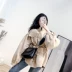 Áo khoác lửng nữ phong cách Hồng Kông mùa thu 2018 mới phiên bản Hàn Quốc của áo gió ngắn công cụ retro lỏng áo sơ mi thắt lưng Harajuku Áo khoác ngắn