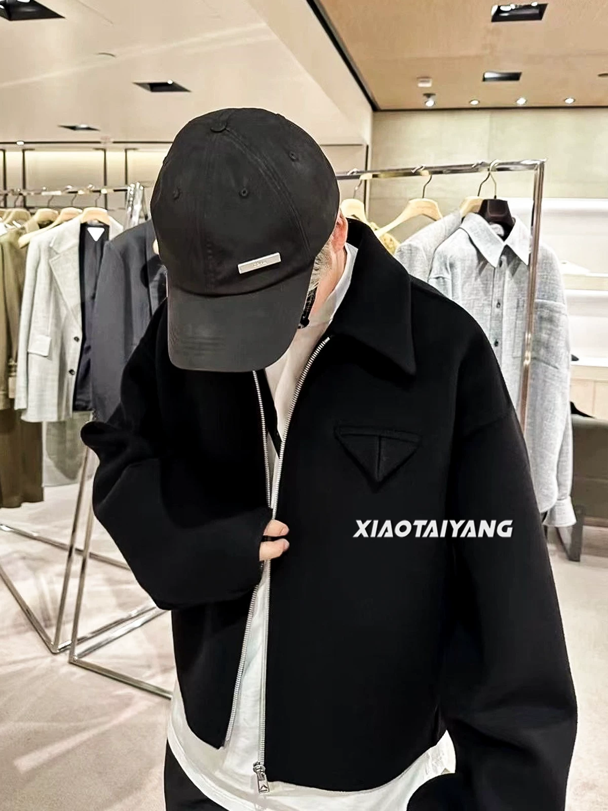 Pure TM шерсть 23FW тяжелая шерсть Cleanfit упрощенный подвесной короткий широкий волосы молния жакет жакет