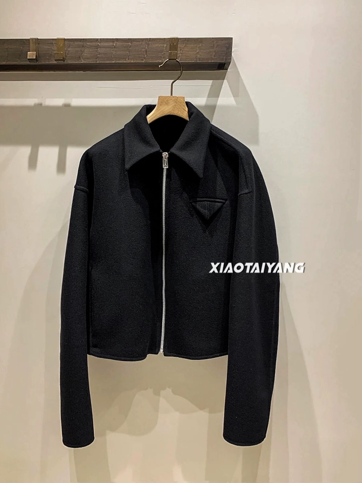 Pure TM шерсть 23FW тяжелая шерсть Cleanfit упрощенный подвесной короткий широкий волосы молния жакет жакет