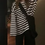 Korean Casual Oversized Women T-shirt Harajuku Striped Tshir