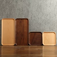 Nhật Bản tự nhiên bốn chân rắn khay gỗ hình chữ nhật sáng tạo tách trà chén đĩa đặt đĩa gỗ tấm bánh tấm trái cây đĩa gỗ tròn
