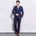 Suit photo studio màu xanh phiên bản Hàn Quốc của thanh niên đẹp trai trình diễn trang phục dạ hội phù hợp với bộ đồ ba mảnh nam - Suit phù hợp quần tây Suit phù hợp