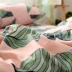 Rừng mưa nhiệt đới cây chuối lá bông vải chéo giường chăn mền chăn gối vỏ giường lily tùy chỉnh làm đôi đơn bốn bộ - Khăn trải giường