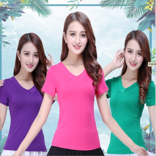 Летний лонгслив, танцующая спортивная одежда, для среднего возраста, короткий рукав