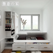 Một kệ sách giường kết hợp tatami hiện đại nhỏ gọn lưu trữ căn hộ nhỏ lưu trữ tủ châu Âu Giường cũi trẻ em tùy chỉnh của - Giường