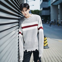 Hao Hao làm thế nào sọc áo len nam cổ tròn Hàn Quốc phiên bản của lỏng áo len giản dị thô cạnh thiết kế áo khoác xu hướng sinh viên phong cách thời trang nam