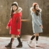 Áo khoác bé gái mùa đông 2018 Cô gái mới phiên bản Hàn Quốc của phần dài áo khoác cotton trong áo khoác cotton trẻ em nước ngoài lớn - Bông