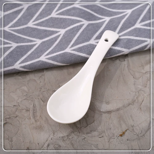 10 высококачественных маленьких суповых ложек Pure White Creative Ceramic Spoon Ресторан