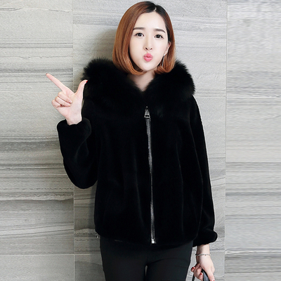 Đặc biệt điều trị áo khoác sang trọng nữ đoạn ngắn 茧 loại mùa đông giả lông Hàn Quốc phiên bản cừu cắt coat fox fur collar triều