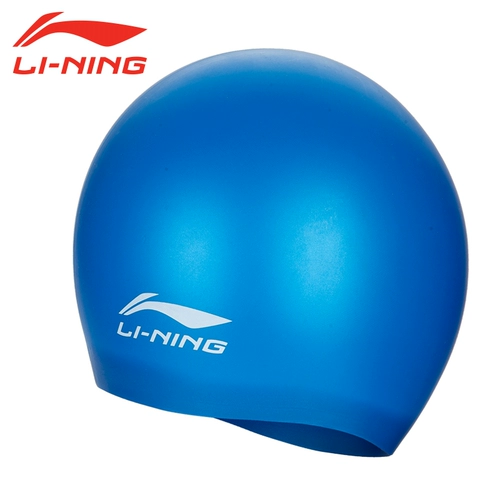 Li Ning, плавательная шапочка подходит для мужчин и женщин, силиконовая кепка, водонепроницаемый черный профессиональный плавательный аксессуар для плавания