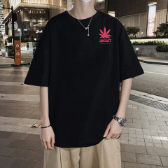 Color hemp leaf lovers short sleeve t-shirt men's trend Korean version fat plus fat size loose half sleeve T-shirt summer wear