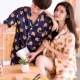 Cặp đôi đồ ngủ bằng lụa băng tại nhà nữ mùa hè Hàn Quốc áo thun lụa nam ngắn tay ngắn phù hợp với mùa hè - Cặp đôi