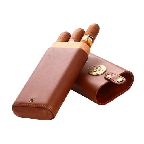 Bur Dogg Elite Cigar кожаный чехол Портативный кубинский сигарный дым увлажняющий коробка кедрового дерева 3 куски