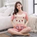 Quần crop top mùa hè đồ ngủ nữ cotton ngắn tay ngắn lỏng dễ thương mùa hè hai mảnh phục vụ nhà phù hợp với mùa hè đồ mặc nhà cao cấp Giống cái