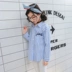 Cô gái sọc áo sơ mi 2018 mùa xuân mới trẻ em Hàn Quốc bông áo sơ mi sọc đại dương áo dài phần thủy triều shop quần áo trẻ em Áo sơ mi