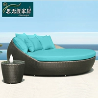 Vòng sofa mây vòng sofa giường giường tròn với bàn cà phê khung nhôm đầy đủ tất cả các sản phẩm mây chấp nhận kỹ thuật đơn đặt hàng sofa giường gỗ
