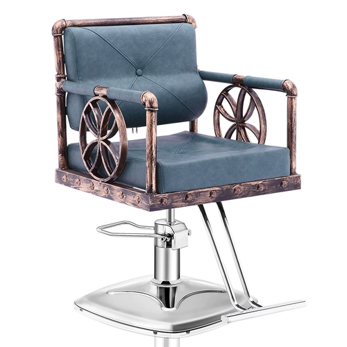 Волосы -кишечный стул Железный поручник с твердым деревянным креслом для парикмахерской для парикмахерской для парикмахерской для парикмахерской для волос Стул Специальное подъемное кресло вниз по стул вниз по стул