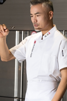 厨师工作服短袖夏季高档酒店餐饮后厨房专用厨师长高级厨师服男装