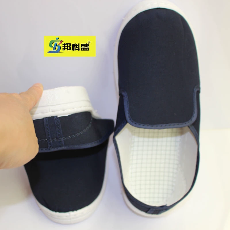Soft-đế giày làm việc PU giày chống tĩnh trong khăn giày vải màu xanh sạch giày giày bảo vệ giày tĩnh giày chống bụi 