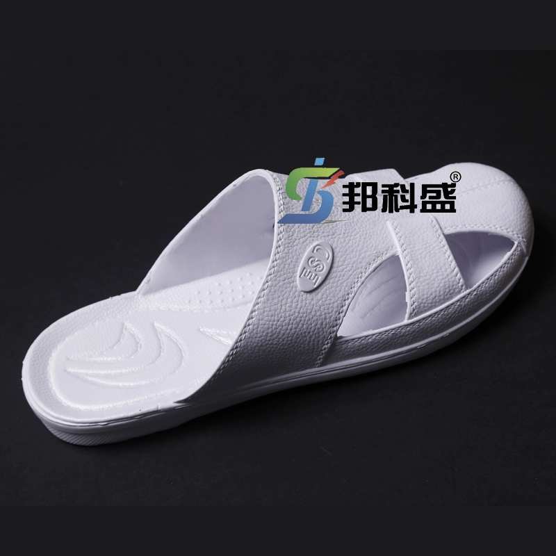 Dép chống tĩnh điện SPU Baotou bảo vệ ngón chân lớn bốn mắt chống trơn trượt mềm đáy xưởng mùa hè giày không bụi giày làm việc giày tĩnh điện 