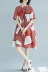 Mùa hè mới sọc đứng cổ áo sơ mi tuổi phiên bản Hàn Quốc của phụ nữ kích thước lớn tay ngắn phần dài một chiếc váy mỏng - A-Line Váy váy xòe ngắn liền thân A-Line Váy
