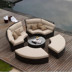 Mái hiên ngoài trời mây châu Âu lớn giường tròn lười biếng giải trí sofa mía ghế biệt thự vườn có thể tháo rời giường tròn bàn ghế xếp ngoài trời Bàn ghế ngoài trời / sân
