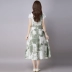Mùa hè Hàn Quốc phiên bản của bông retro và in ấn vải lanh với đàn hồi eo ngắn tay áo swing lớn váy Một chiếc váy từ đã mỏng trong chiếc váy dài váy chữ a ngắn A-Line Váy