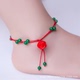 Năm sinh đỏ dây vòng chân retro vòng chân nữ Hàn Quốc phiên bản của Sen đơn giản sợi dây màu đỏ vòng chân sinh viên chuông vài vòng chân Vòng chân