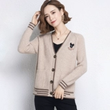 Осенняя весенняя куртка для матери для отдыха, шерстяной кардиган, 2022, V-образный вырез, большой размер