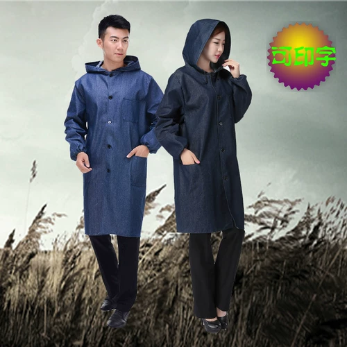 Джинсовый длинный нагрудник для работы, демисезонный износостойкий лонгслив