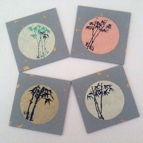 Творческий подарок Meilan Bamboo Chrysanthemum Card Card Card Dry Foam Cushion Чистая рисовая бумага