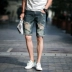 Mùa hè của nam giới xã hội denim mỏng 4 bốn quần short Hàn Quốc phiên bản của người đàn ông màu đỏ nhanh với 5 điểm năm quần xu hướng quần bò nam Cao bồi